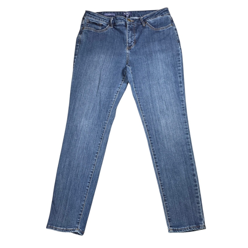 NYDJ Skinny Jeans Blue Denim Lift Tuck Technology Stretch High Rise Size 12